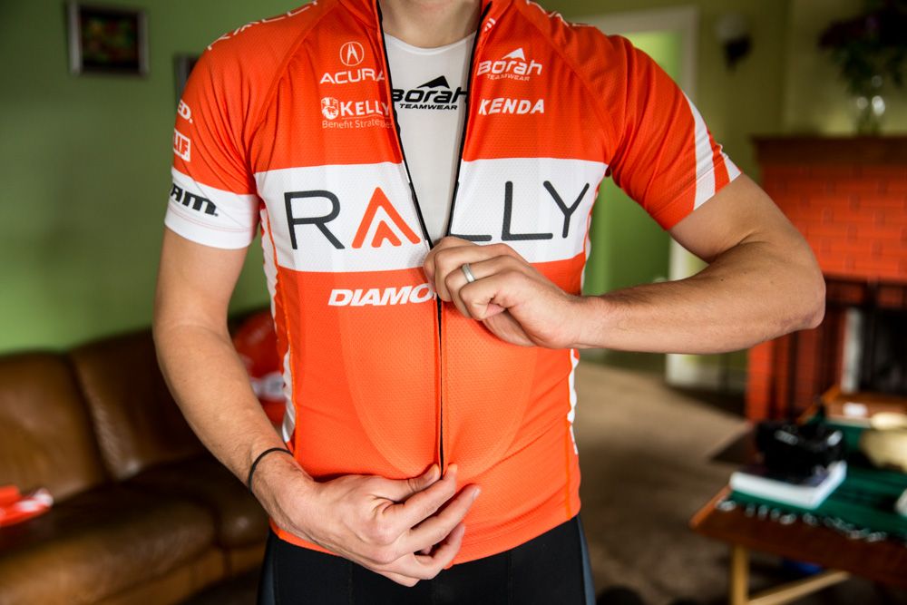 The front of the new Rally Cycling jersey.