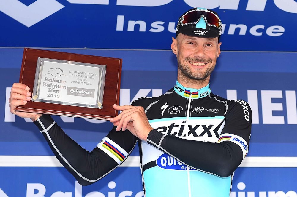 Tom Boonen on the stage 1 podium.