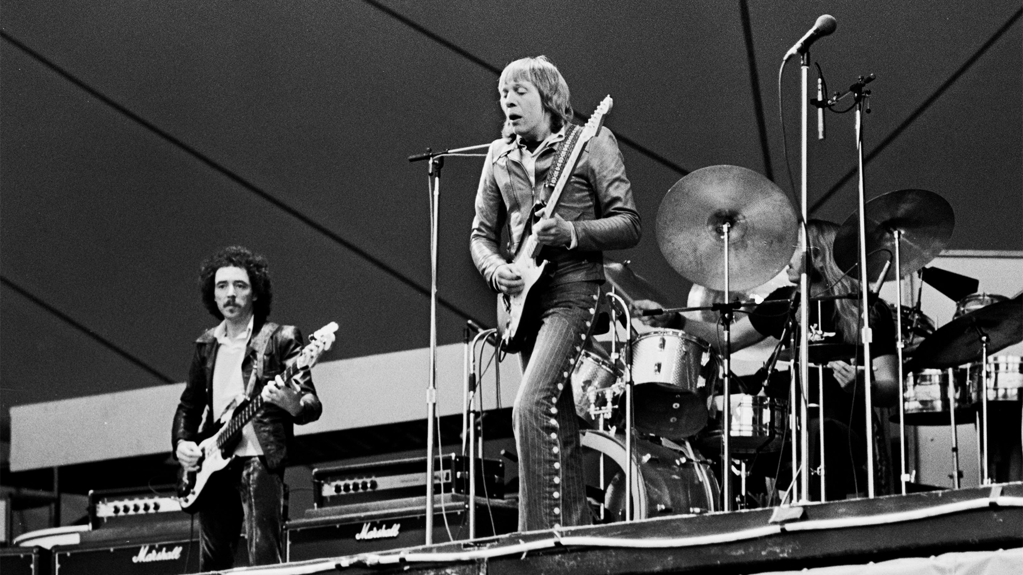 English rock guitarist Robin Trower performs live on stage in Delft, Netherlands on 29th May 1976.