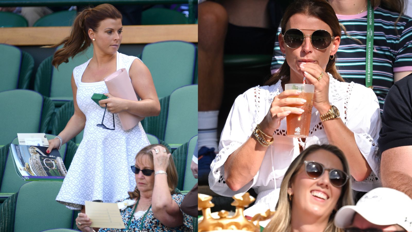 Coleen Rooney in white dresses at Wimbledon