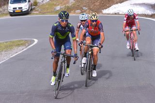 Nairo Quintana leading a select group of GC contenders on stage 16 of the Giro d'Italia