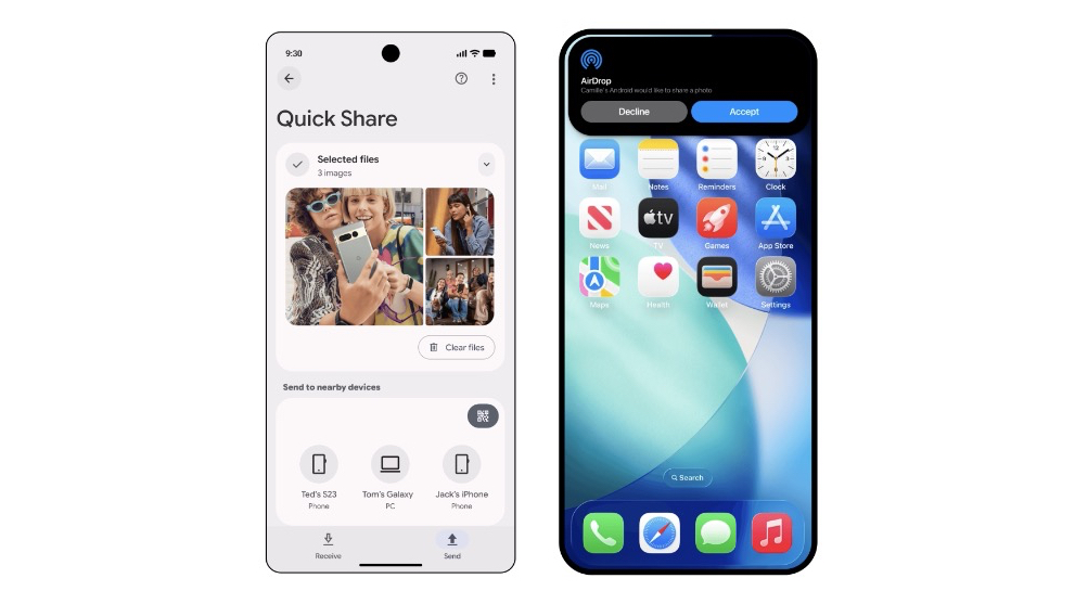 AirDrop in Quick Share
