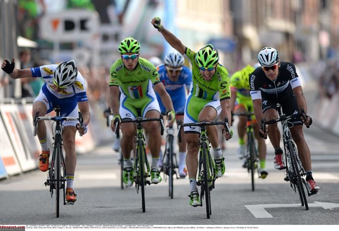 Oscar Gatto (Cannondale) celebrates, well, second place