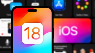 Un iPhone mostrando el logo de iOS 18