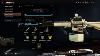 A loadout in Black Ops 6 combining the XMG and Teddy is a Liar version of the C9, with three green perks and Strategist activated.