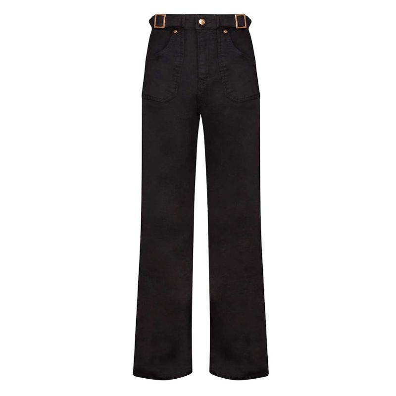Minnie The High Top Full Length Wide Leg Flared Jeans - Blackest cut out 