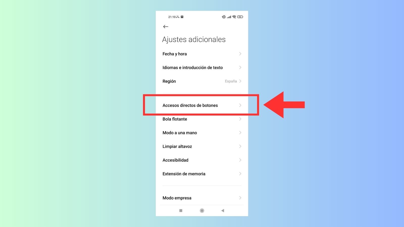 captura pantalla xiaomi accesos directos de botones