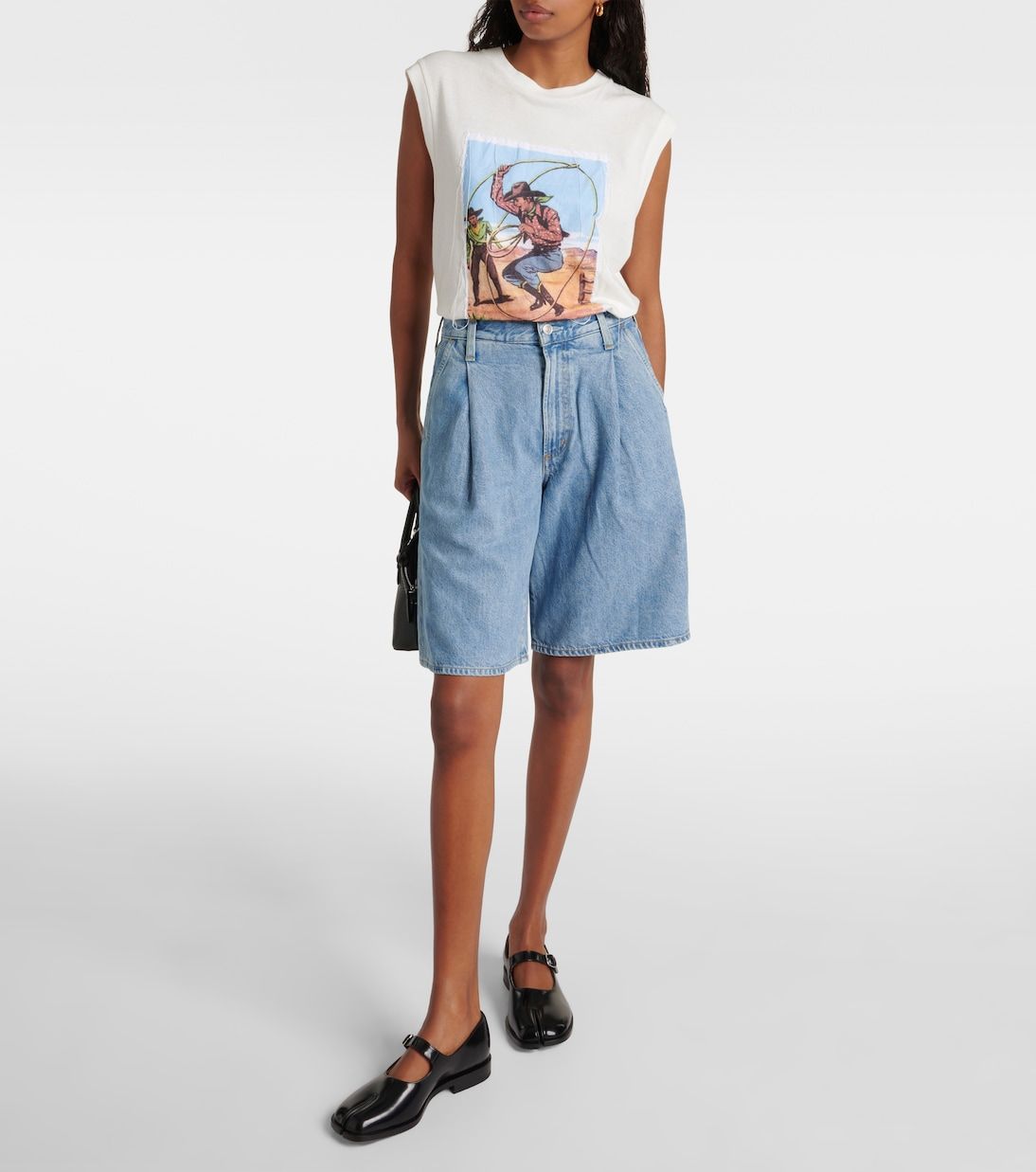 Ellis Mid-Rise Denim Bermuda Shorts
