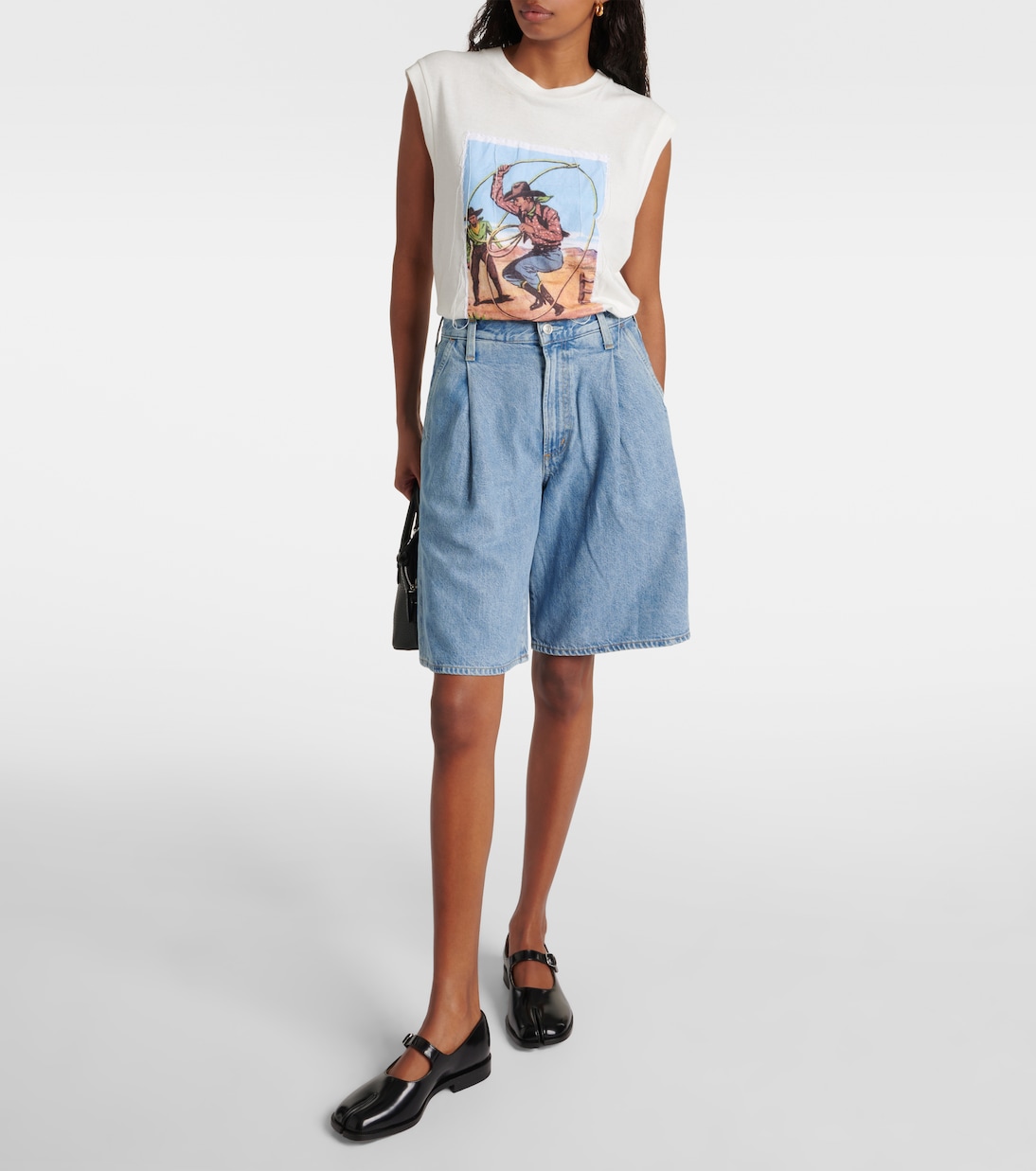 Ellis Mid-Rise Denim Bermuda Shorts