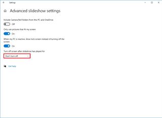 Advanced Slideshow Settings on Windows 10