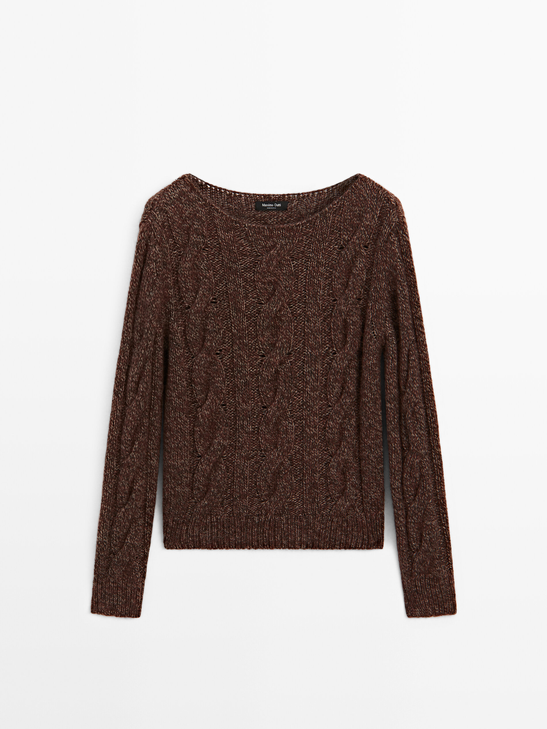 Cable-Knit Sweater With Boat Neck