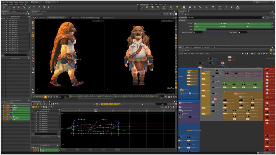 Best graphic design software: Houdini screenshot featuring sci-fi character