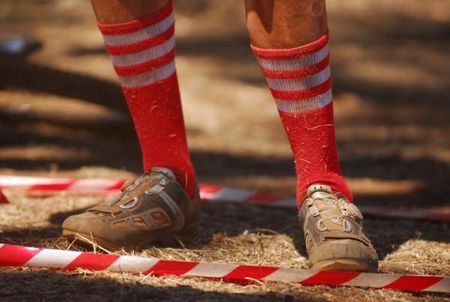 Andrew Blair was sporting a fine pair of socks for the short track race.