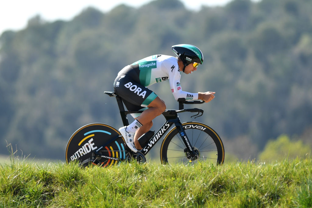 PLA DE LESTANY BANYOLES SPAIN MARCH 23 Peter Sagan of Slovakia and Team BORA Hansgrohe during the 100th Volta Ciclista a Catalunya 2021 Stage 2 a 185km Individual Time Trial stage from Pla de LEstany Banyoles to Pla de LEstany Banyoles 145m ITT VoltaCatalunya100 on March 23 2021 in Pla de LEstany Banyoles Spain Photo by David RamosGetty Images