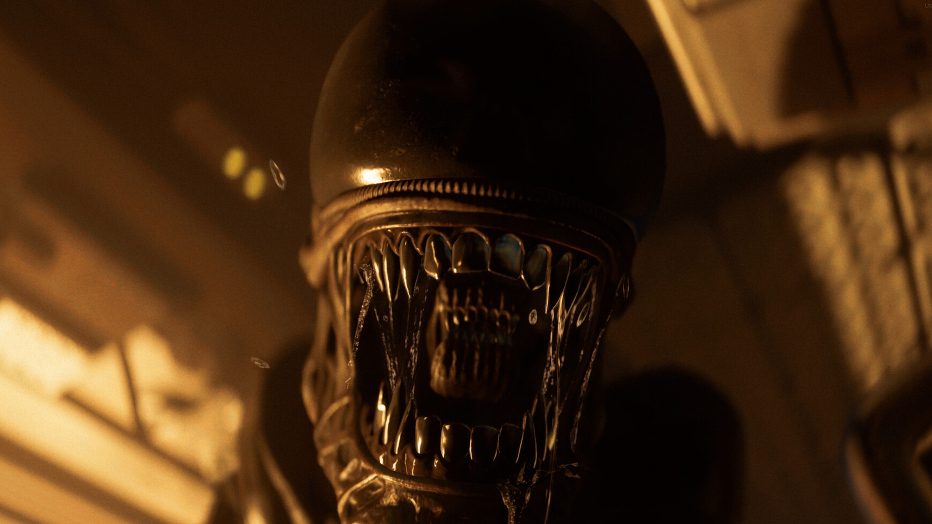 The Xenomorph from Alien Isolation 2 screeching, showing its teeth