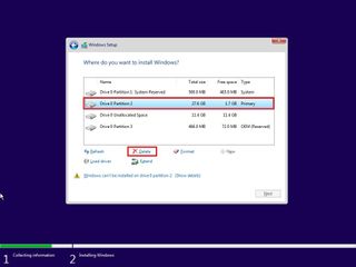 Windows 10 delete partition option