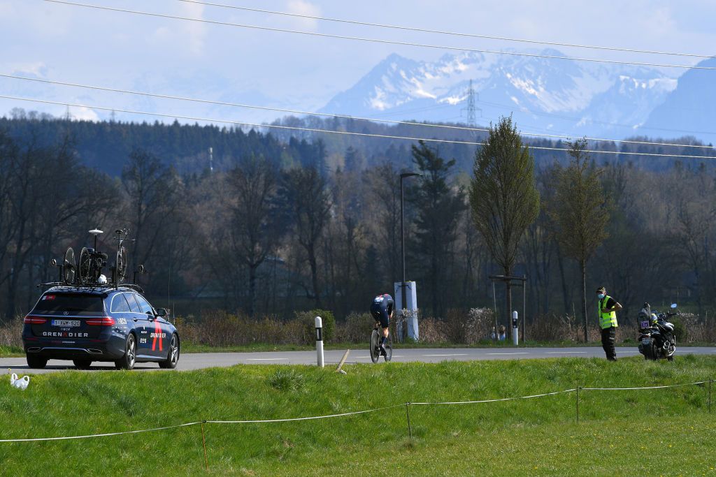 ORON SWITZERLAND APRIL 27 Rohan Dennis of Australia and Team INEOS Grenadiers during the 74th Tour De Romandie 2021 Prologue a 405km Individual Time Trial stage from Oron to Oron 700m ITT TDR2021 TDRnonstop UCIworldtour on April 27 2021 in Oron Switzerland Photo by Luc ClaessenGetty Images