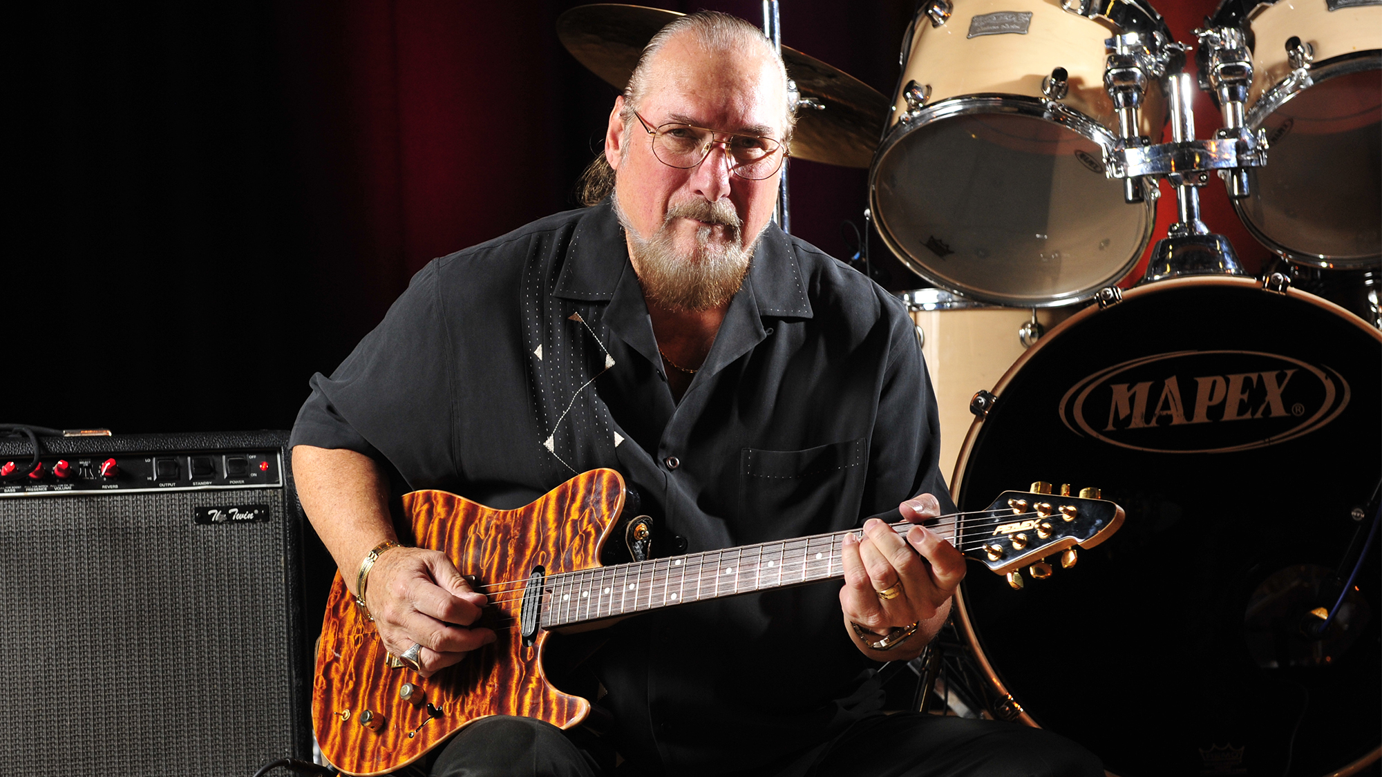 Steve Cropper poses for a portrait shoot with his Signature Peavey Cropper Classic guitar, Milton Keynes, September 13, 2011.