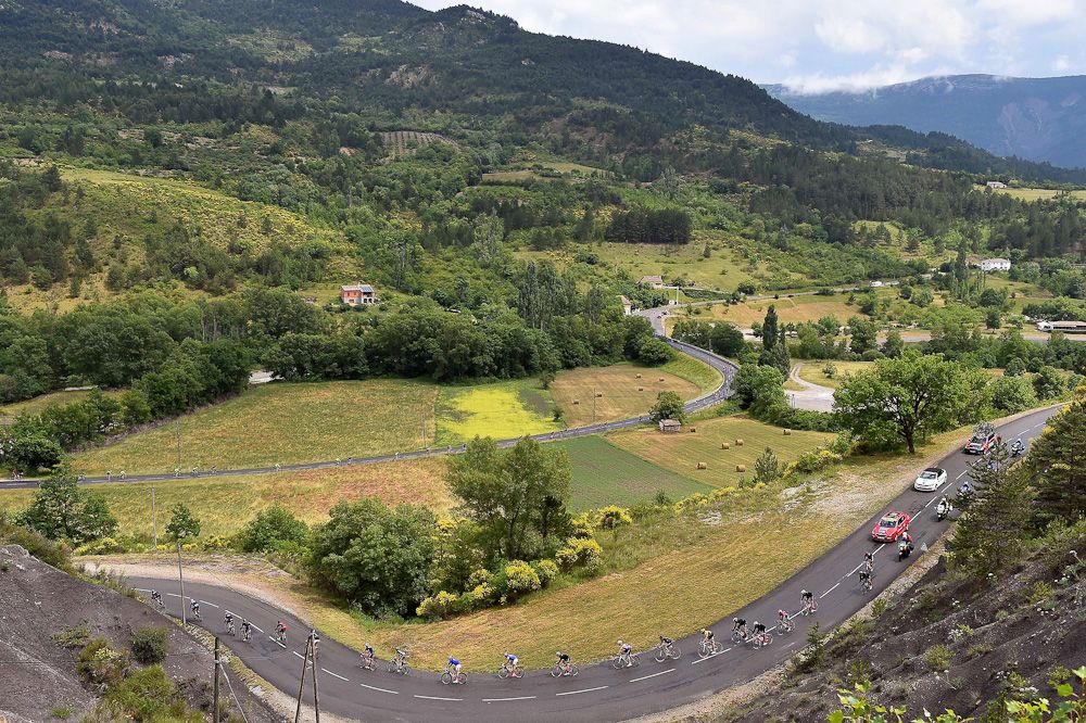 The peloton rides during stage 4 of the Criterium du Dauphine.