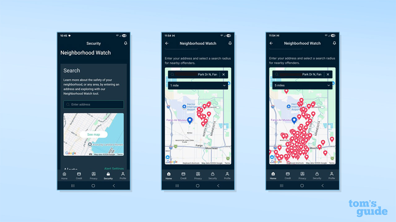 اسکرین شات نتایج آزمون ExpressVPN Identity Defender Neighborhood Watch.