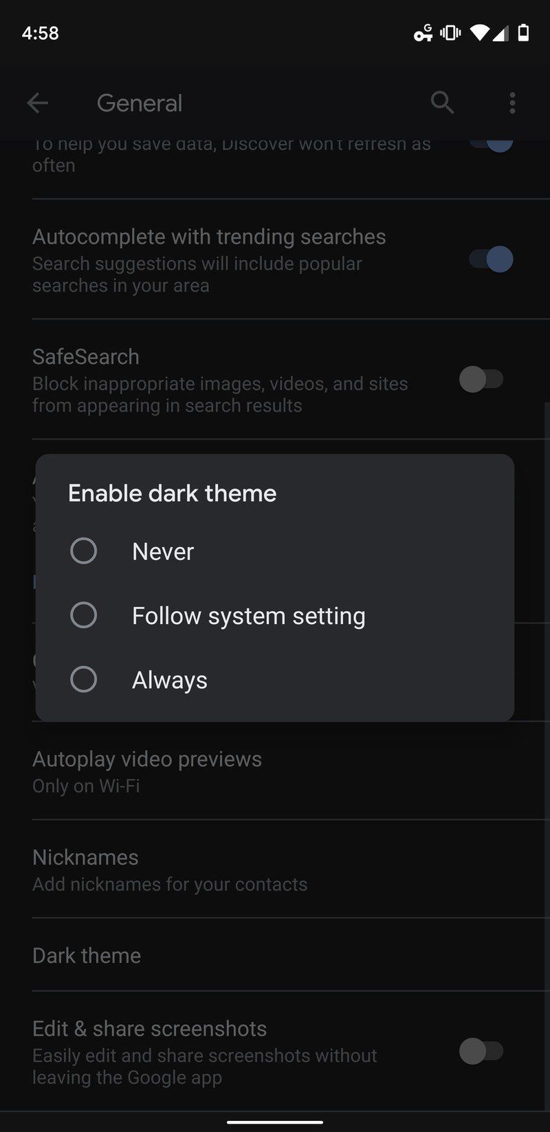 Google Search, Assistant, and Discover feed are getting a dark theme