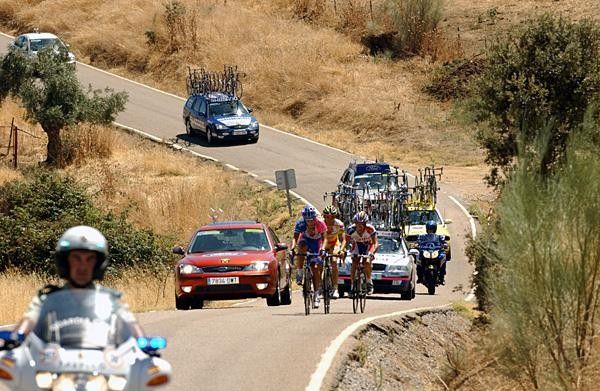 The breakaway goes up another small climb