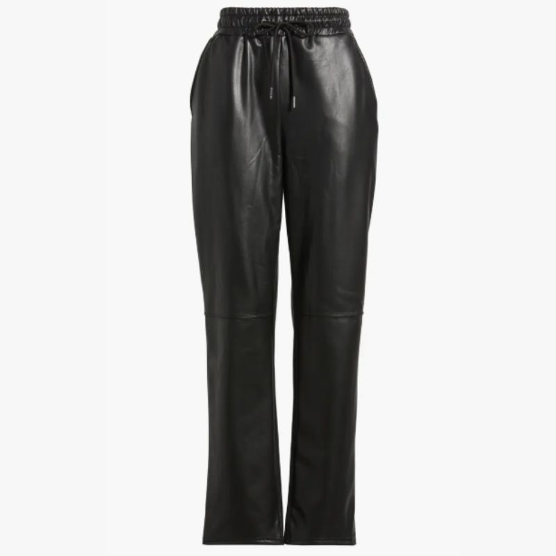 black leather trousers]
