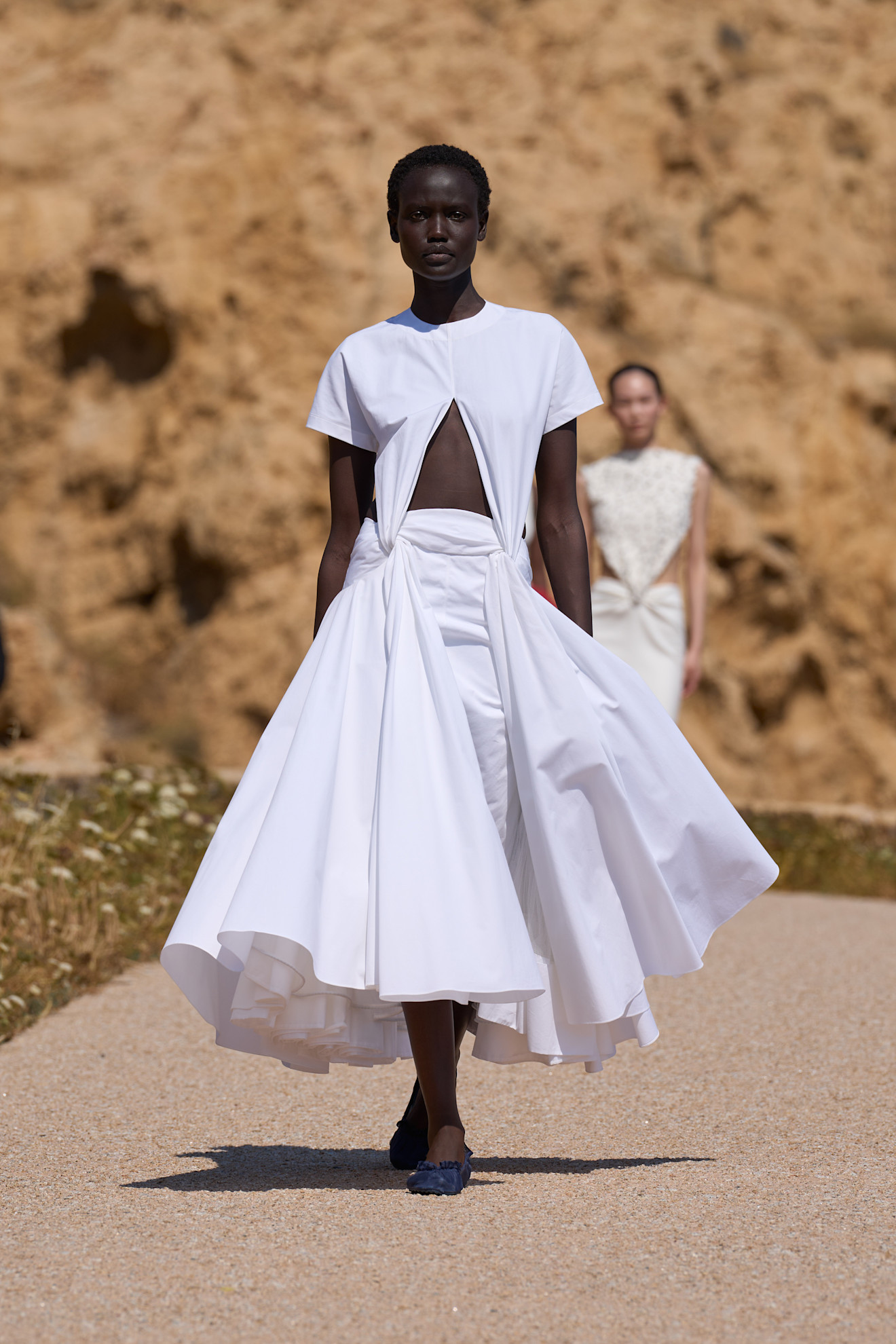 A model wore Zendaya's t-shirt dress on the Jacquemus Spring 2027 runway