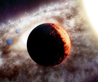 Artist’s rendition of TOI-561, one of the oldest, most metal-poor planetary systems discovered yet in the Milky Way galaxy.