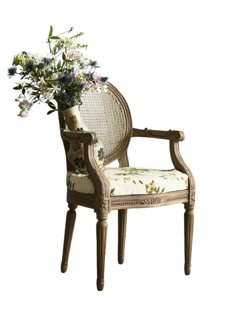 Carved Cane Distressed Chair