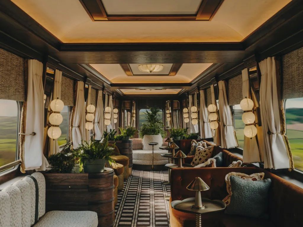 The interiors of Belmond's Britannic Explorer luxury train.