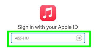 a green box indicates signing in to your Apple ID