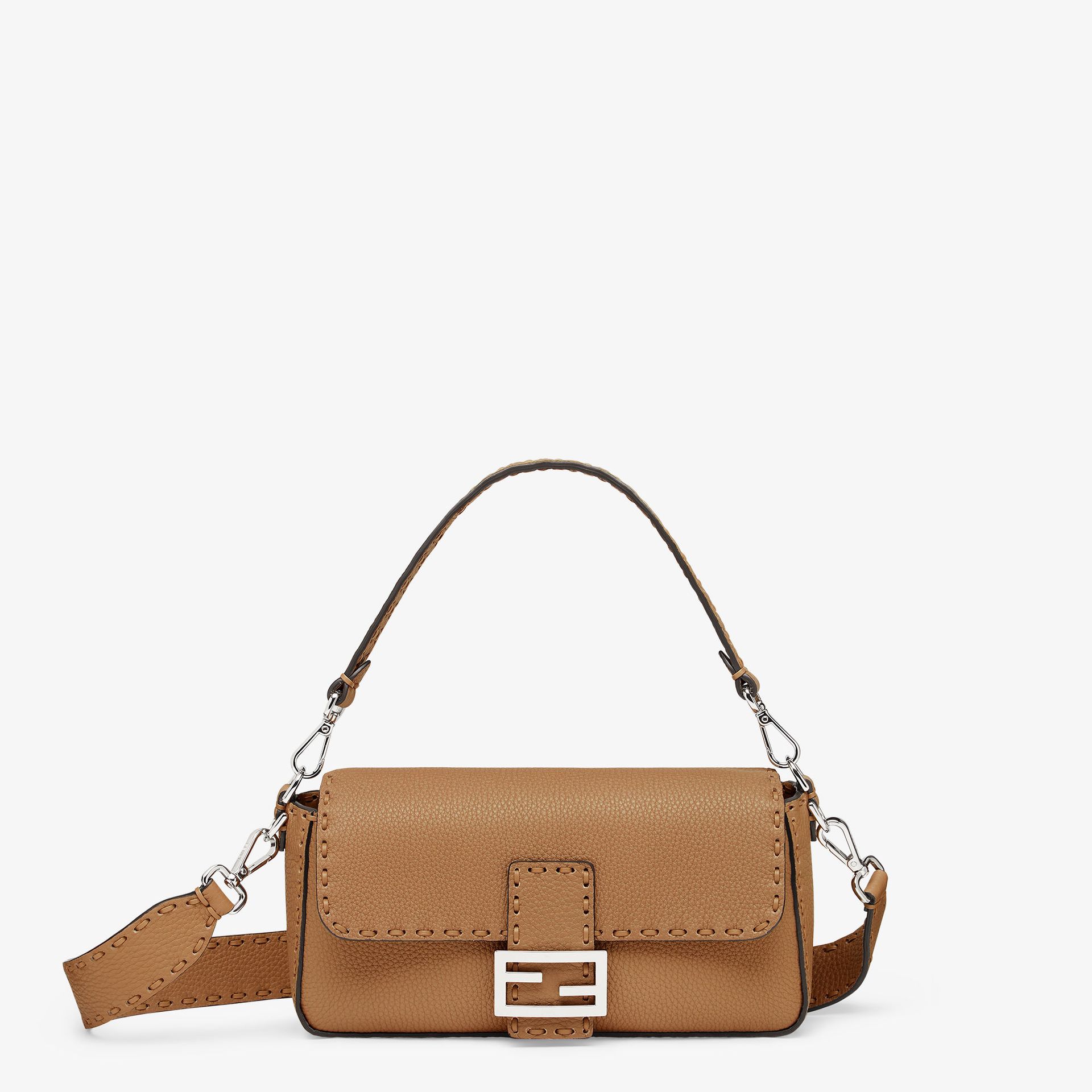 Baguette Cappuccino-Colored Selleria Bag With 612 Hand-Sewn Stitches