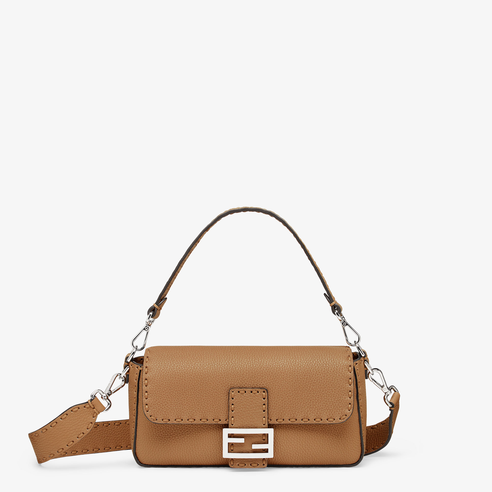 Baguette Cappuccino-Colored Selleria Bag With 612 Hand-Sewn Stitches