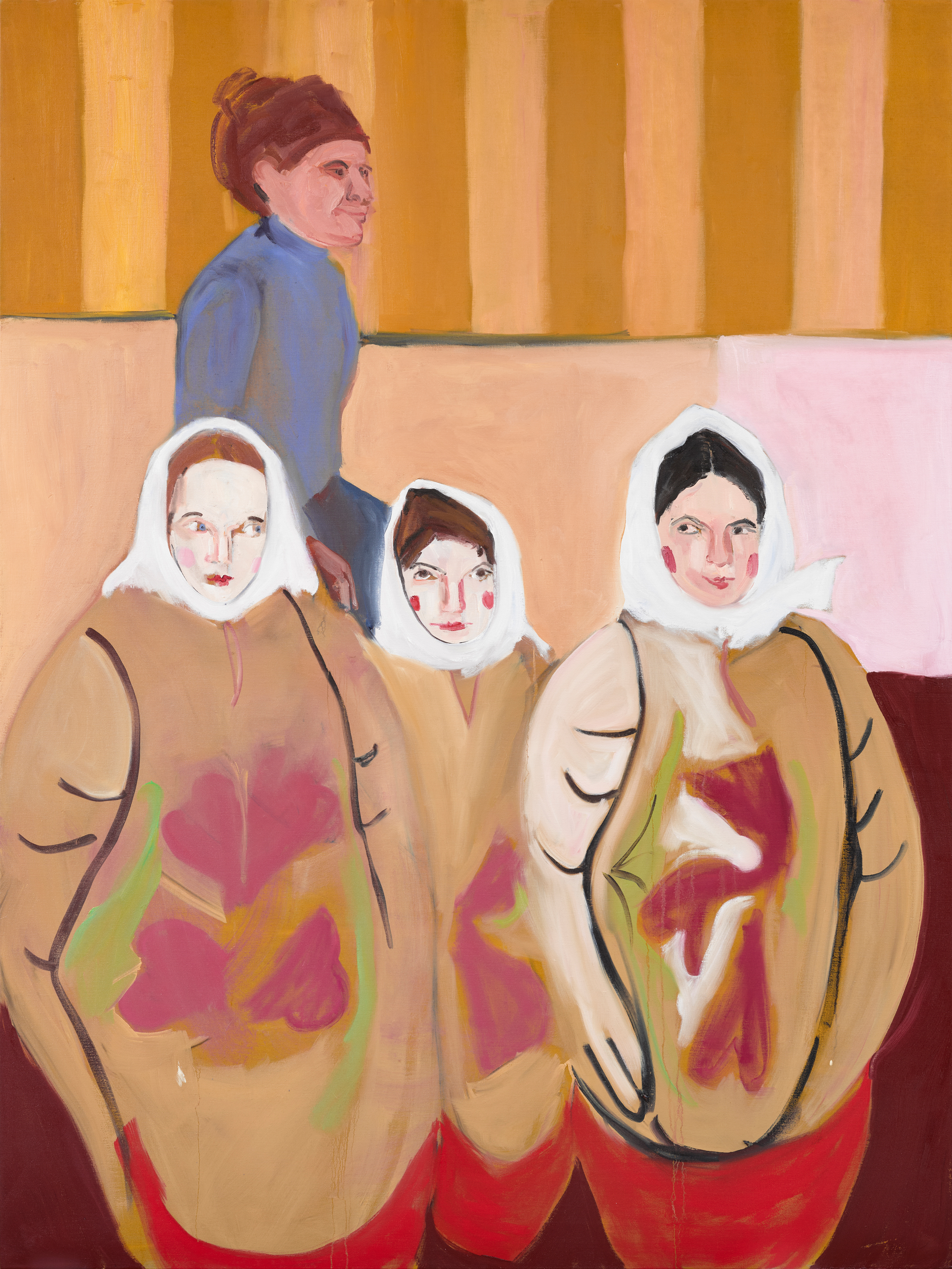 painting of three rusisian doll women