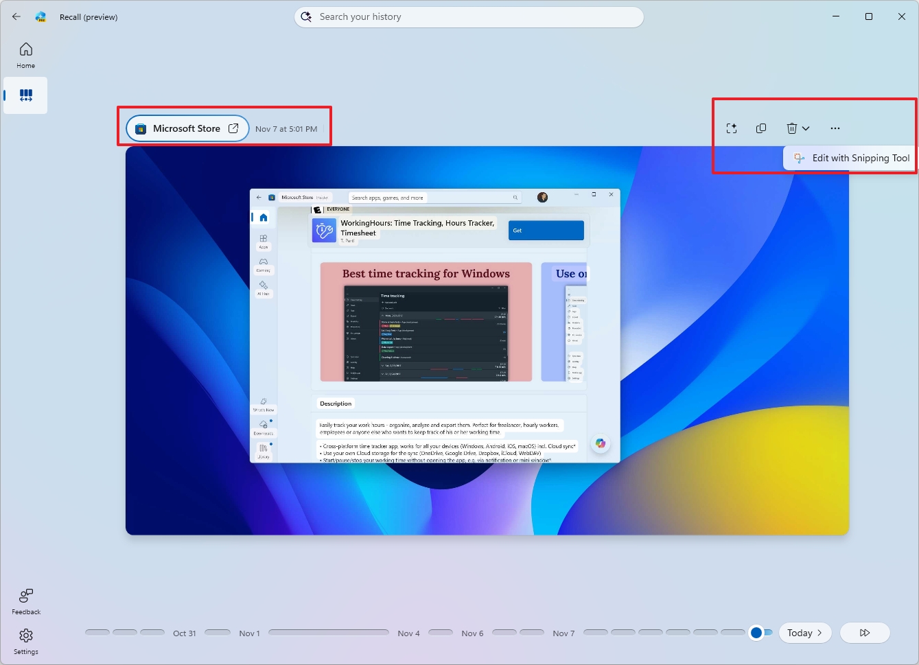 Recall snapshot controls