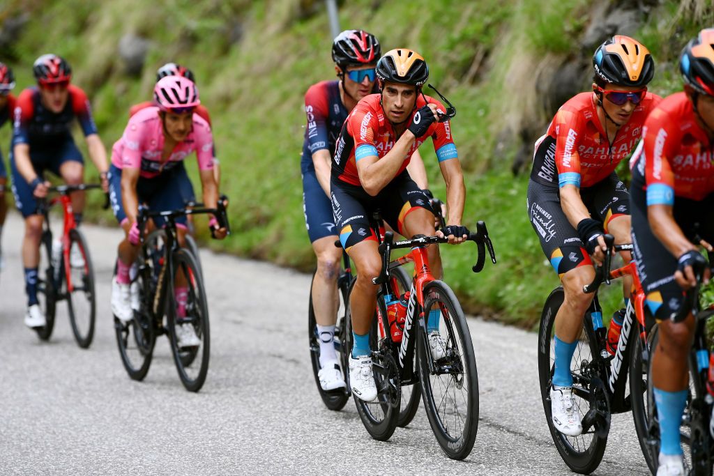 PASSO FEDAIA ITALY MAY 28 Mikel Landa Meana of Spain and Team Bahrain Victorious competes during the 105th Giro dItalia 2022 Stage 20 a 168km stage from Belluno to Marmolada Passo Fedaia 2052m Giro WorldTour on May 28 2022 in Passo Fedaia Italy Photo by Tim de WaeleGetty Images