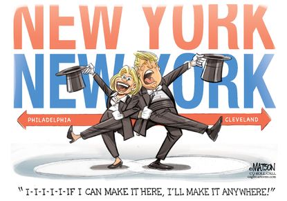 Political Cartoon U.S. Hillary trump New York 2016