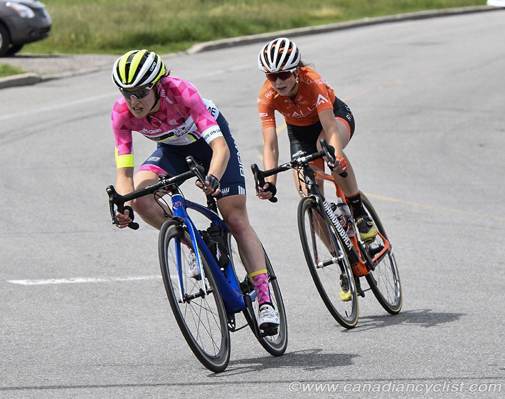 Final break: Kinley Gibson (The Cyclery Racing) and Katherine Maine (Rally Cycling)