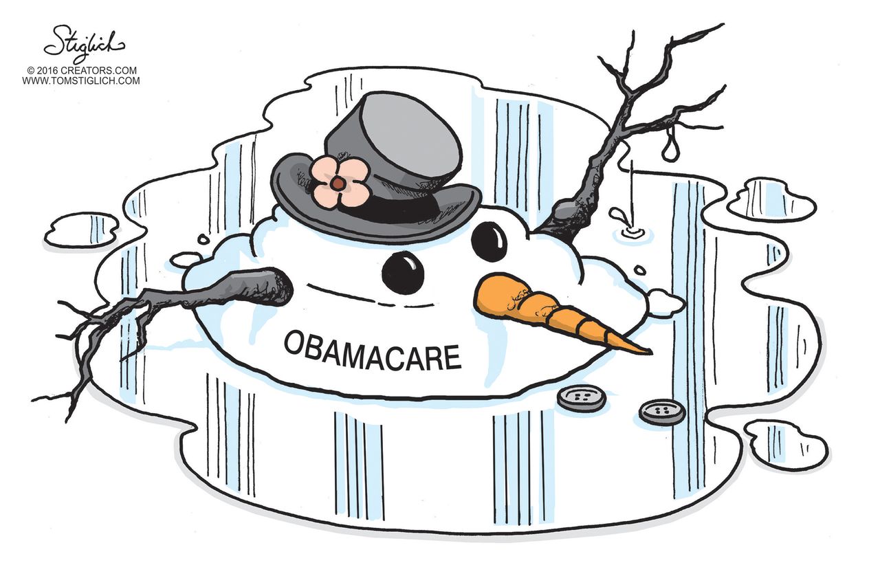 Political cartoon U.S. Obamacare failure