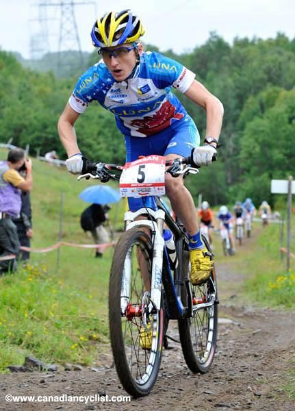 Catharine Pendrel took the lead on lap one after Marie-Helene Premont's flat.