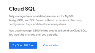 Website screenshot for Google Cloud SQL