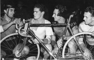 Charlie Bazzano, John Tressider, Roy Moore and Lionel Cox finalists in NSW 1 mile title 2 February 1953 at Hurstville Oval