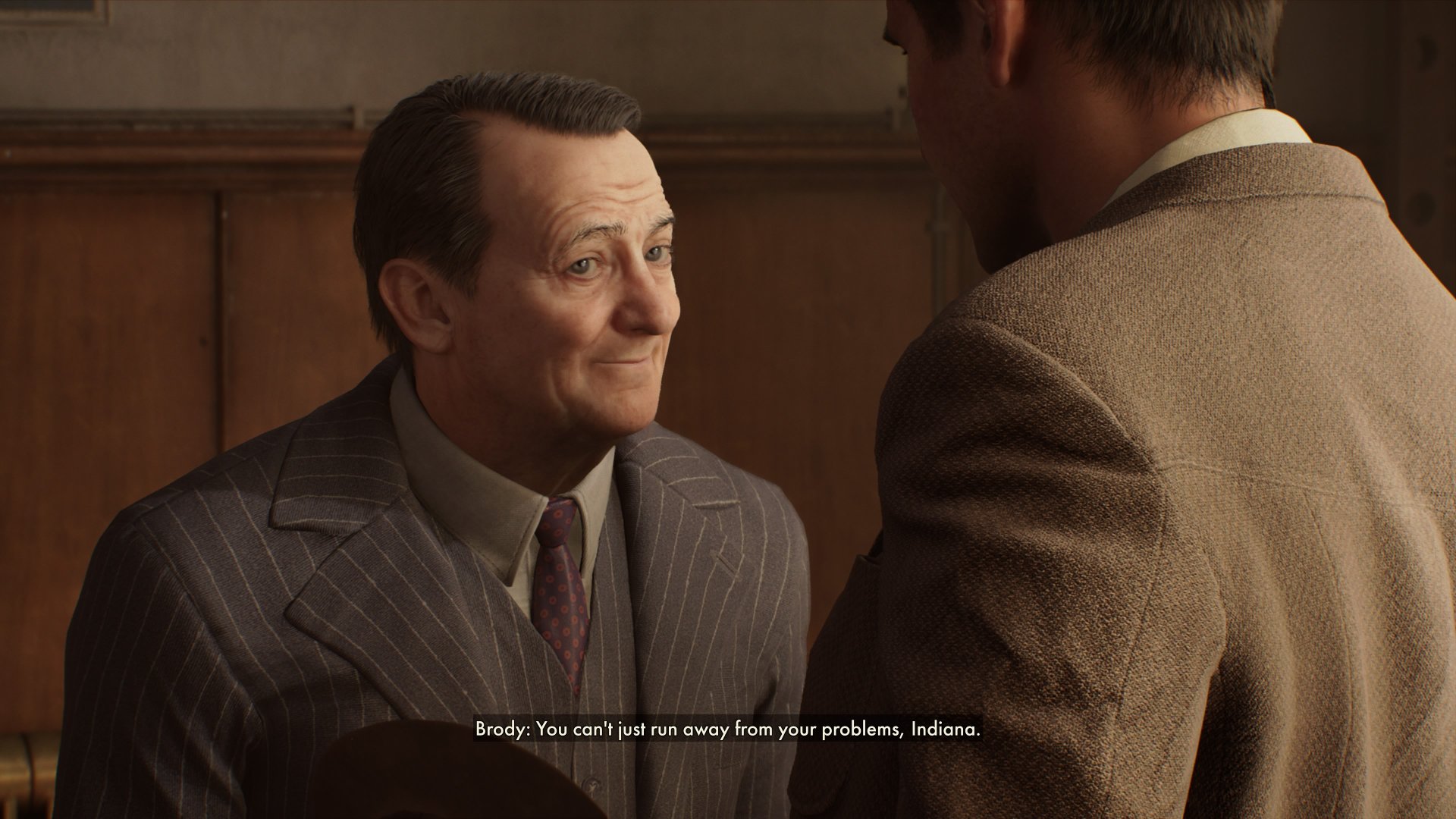 Indiana Jones and the Great Circle screenshot of Brody telling Indiana he can't just run away from his problems