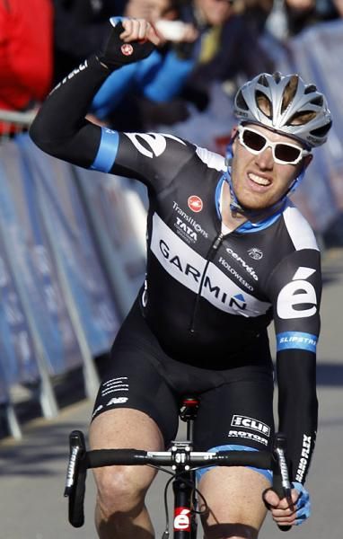 Tyler Farrar (Garmin - Cerv&eacute;lo) celebrates his victory in the Trofeo Cala Millor.