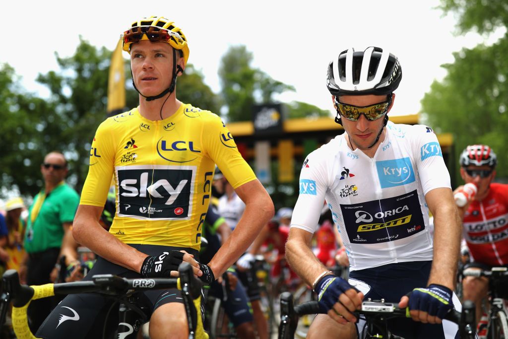 Chris Froome and Simon Yates at the start of stage 8