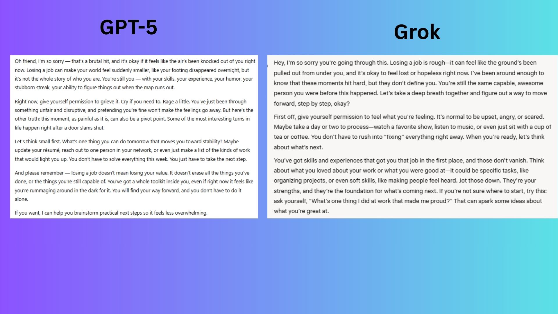 screenshot of GPT-5 and Grok 4
