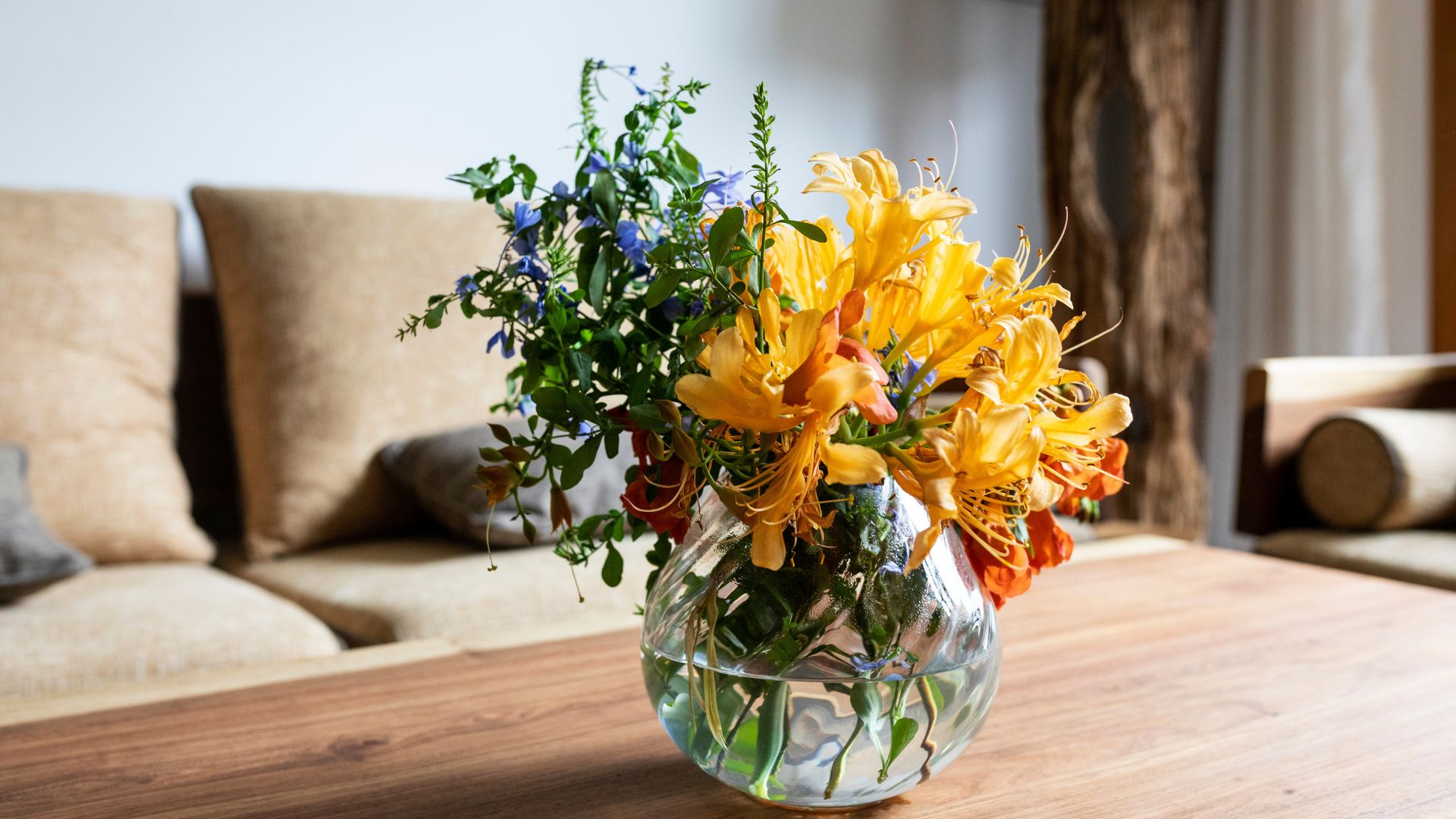 Fresh flowers on a coffee table