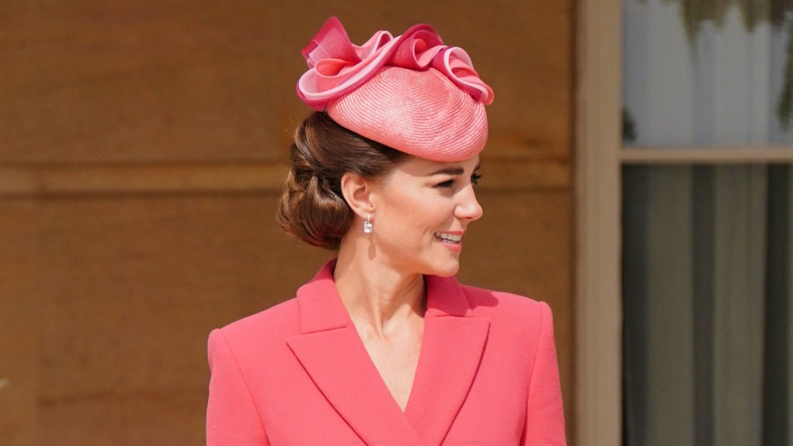 kate middleton re-wears popular emilia wickstead dress to garden party Kate Middleton Wears Coral Emilia Wickstead Dress to a Buckingham Palace Garden Party