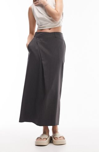 Tailored Pinstripe Maxi Skirt